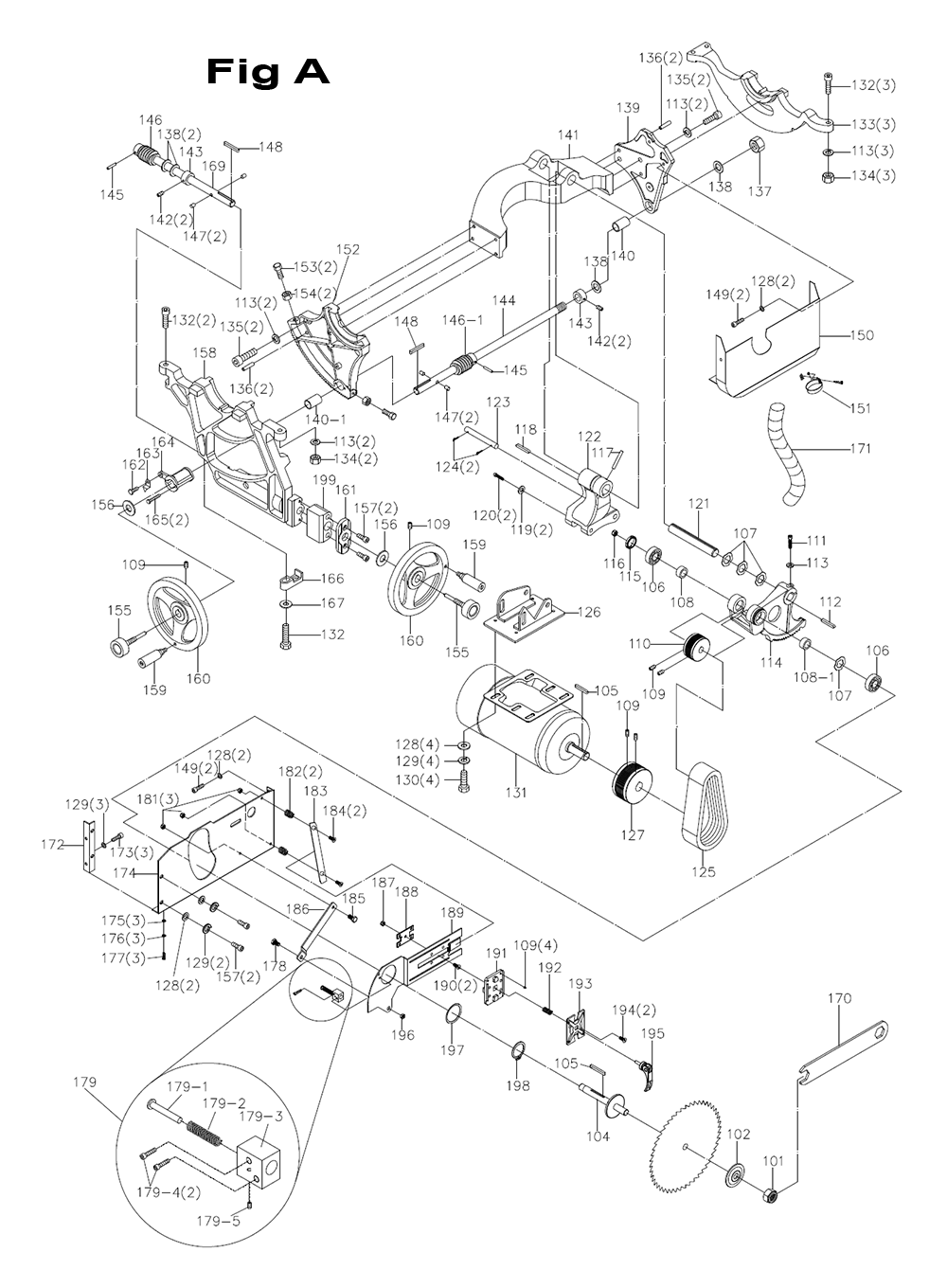Fig-2 Diagram and Parts List for 708546PK  Jet Table Saw