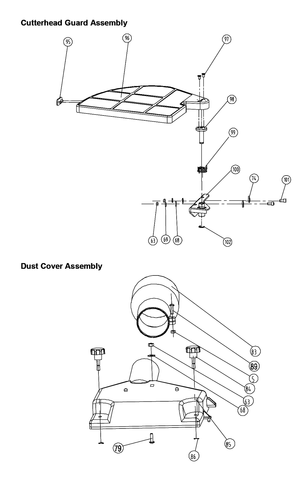 Fig-4 Diagram and Parts List for 707400  Jet Planer Jointer