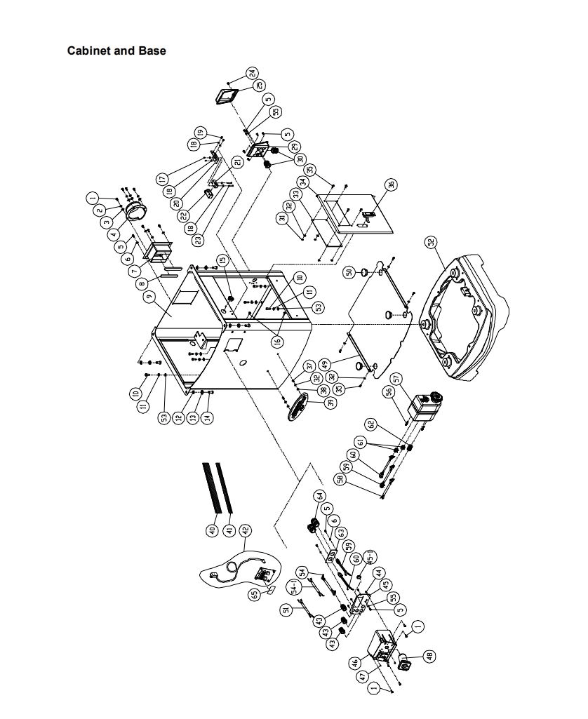 Cabinet And Base Diagram and Parts List for 1280102C PM2700 Jet Shaper