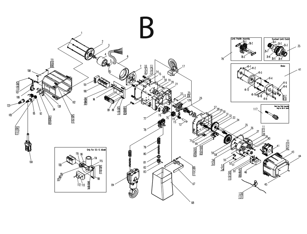 Fig-3 Diagram and Parts List for 331500  Jet Hoist & Winch
