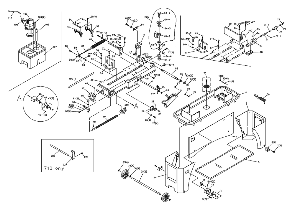 Fig-0 Diagram and Parts List for 414560  Jet Table Saw