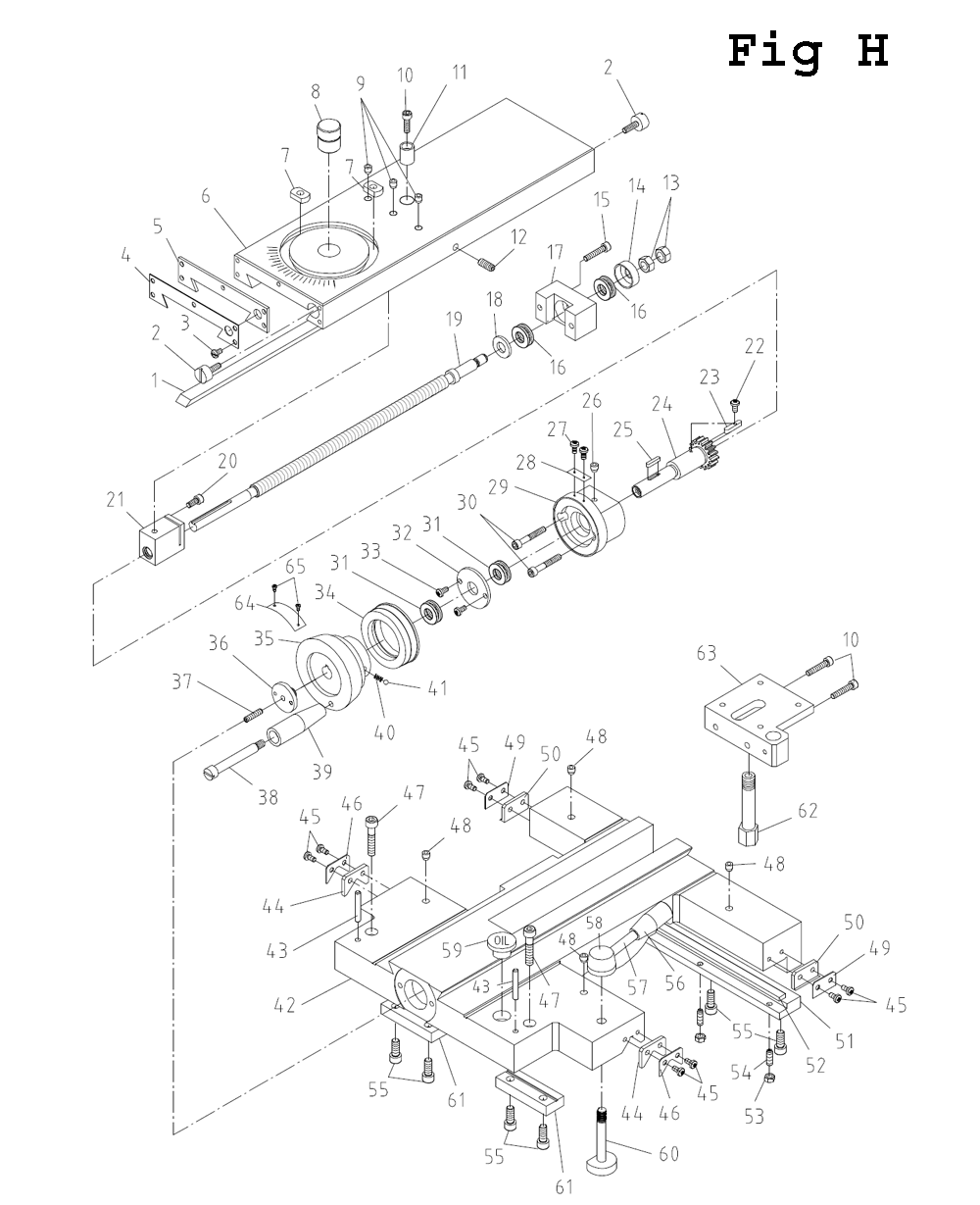 Fig-8 Diagram and Parts List for GH-1340W-1 321126 Jet Lathe