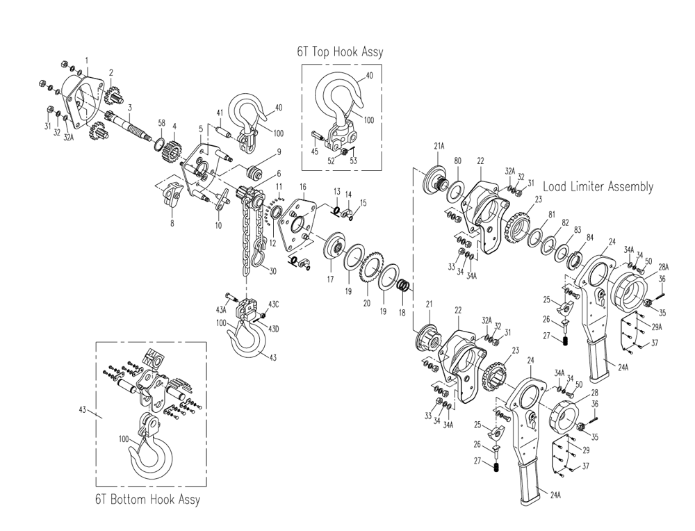Page 1 Diagram and Parts List for 187215  Jet Hoist & Winch