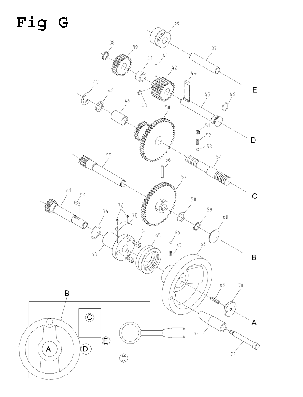 Fig-7 Diagram and Parts List for GH-1340W-1 321126 Jet Lathe