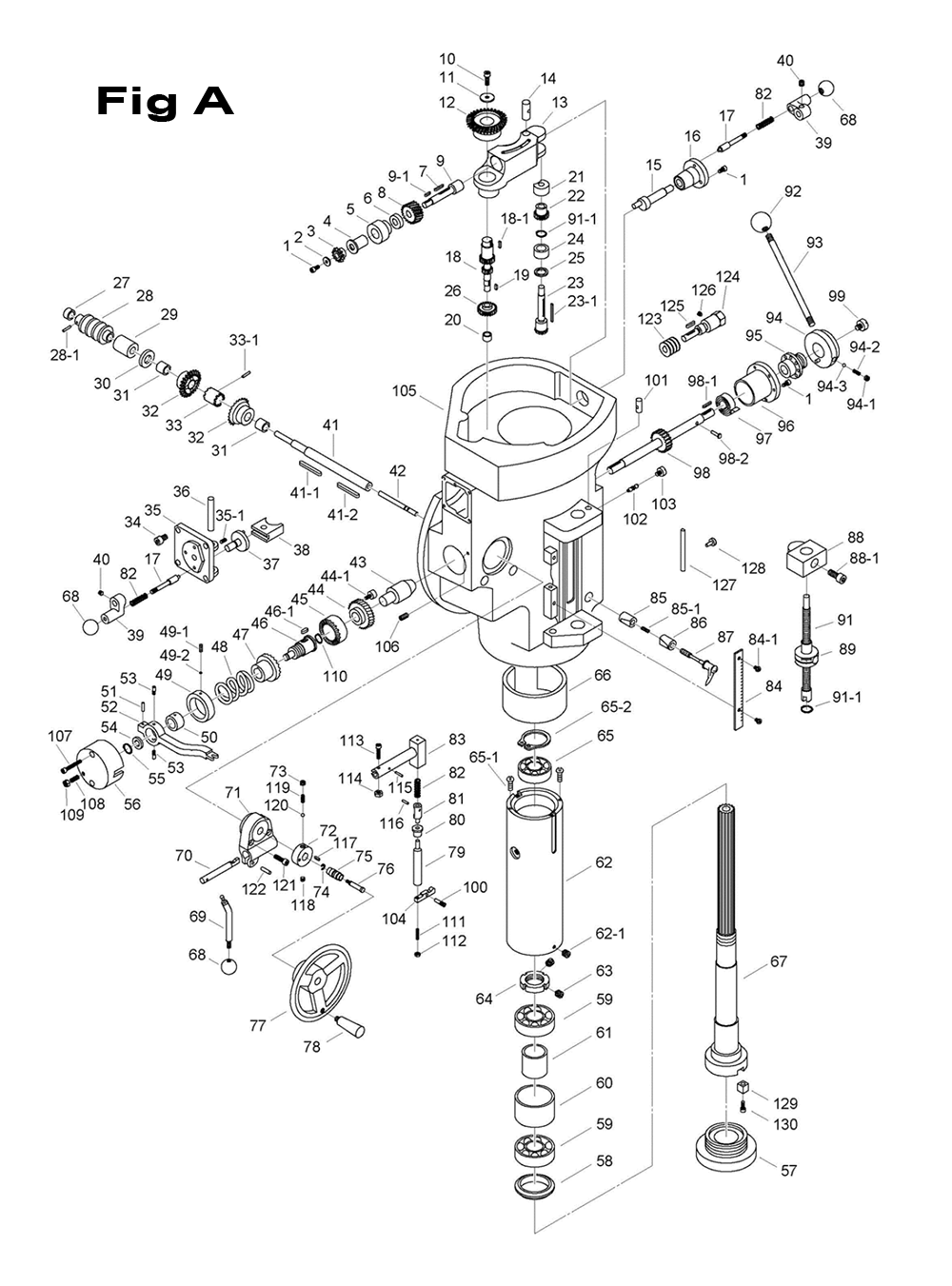 Fig-1 Diagram and Parts List for 698149  Jet Mill