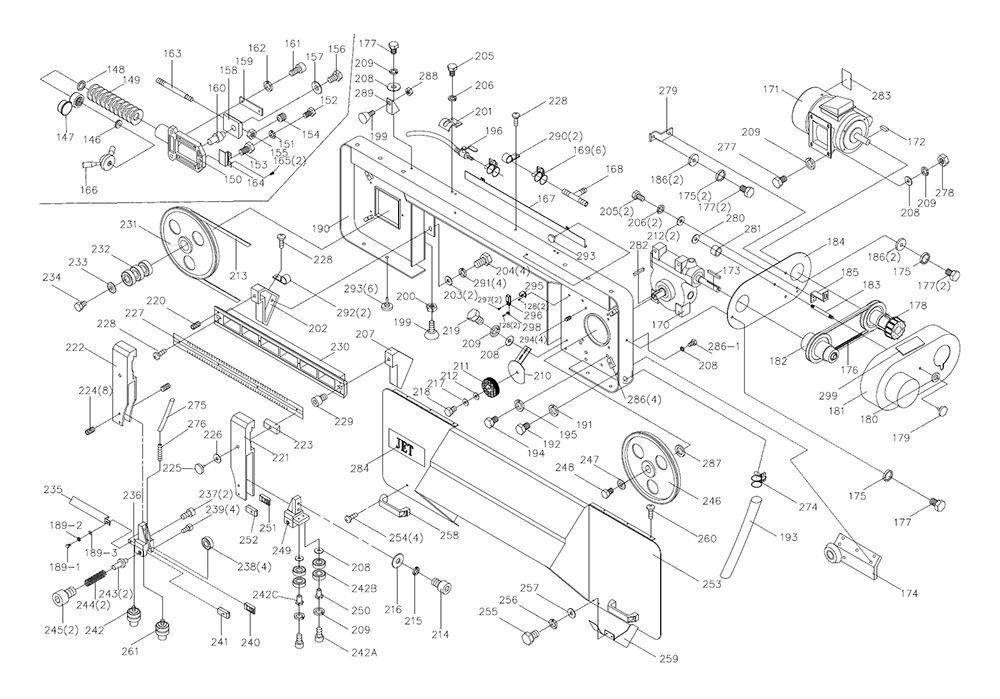 Fig-2 Diagram and Parts List for 424476  Jet Table Saw