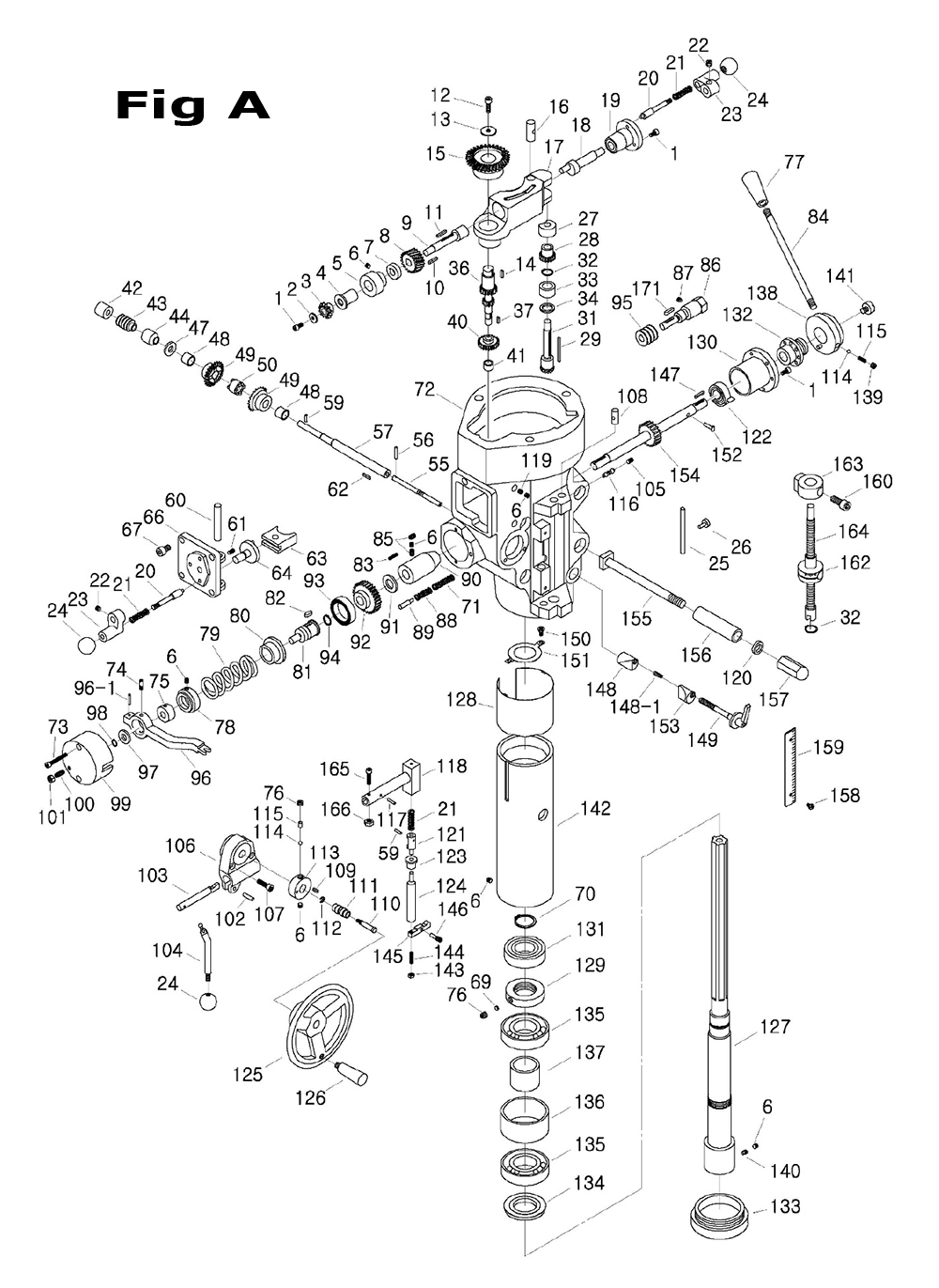 Fig-A Diagram and Parts List for 690602  Jet Mill