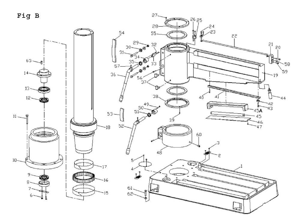Fig-2 Diagram and Parts List for J-720R 320033 Jet Drill Press