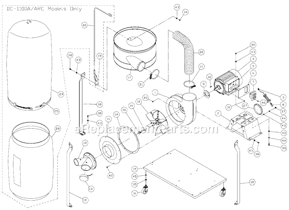 Page A Diagram and Parts List for DC-1200CRC 708635RC Jet Dust Collector