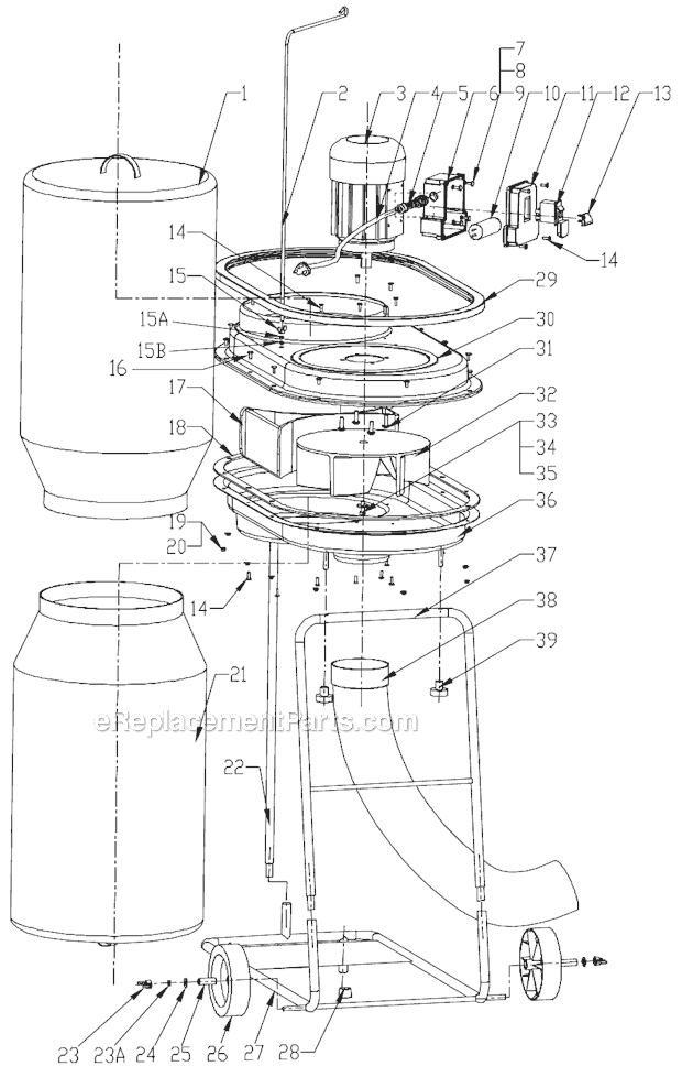 Page A Diagram and Parts List for DC-500 708660 Jet Dust Collector