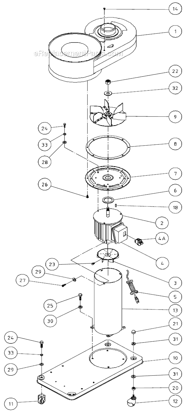 Page A Diagram and Parts List for DC-650BK 708642 Jet Dust Collector