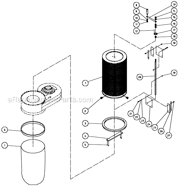 Page B Diagram and Parts List for DC-650BK 708642 Jet Dust Collector