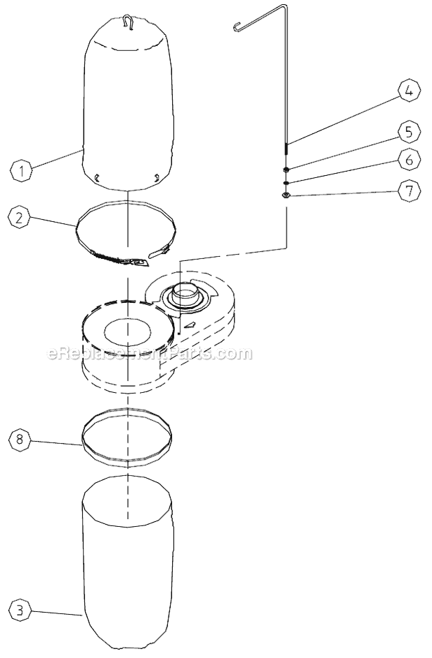 Page D Diagram and Parts List for DC-650BK 708642 Jet Dust Collector