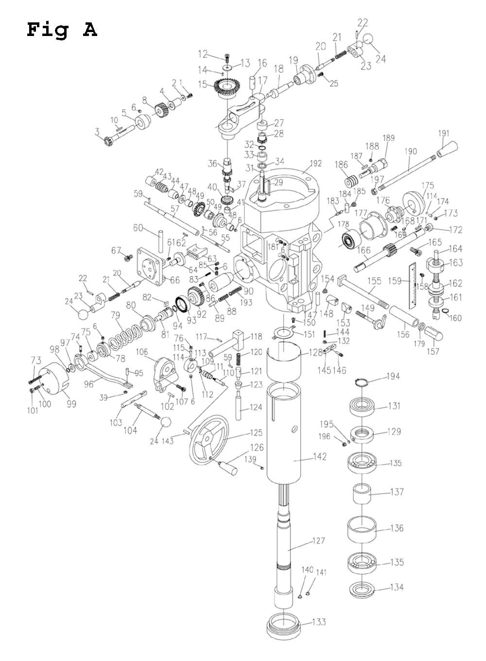 Fig-1 Diagram and Parts List for JTM-1054R 691921 Jet Mill