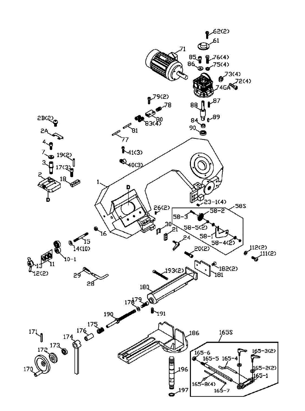 Fig-0 Diagram and Parts List for 414464  Jet Table Saw