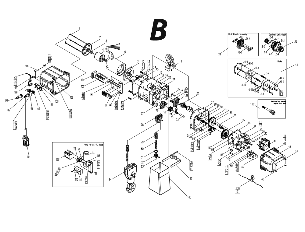 Fig-3 Diagram and Parts List for 331000  Jet Hoist & Winch
