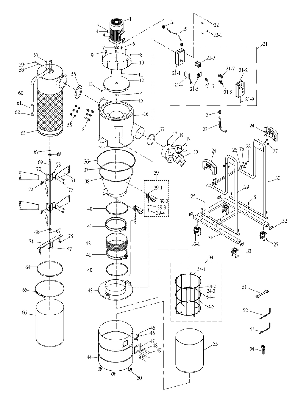 Fig-0 Diagram and Parts List for 717530K  Jet Dust Collector
