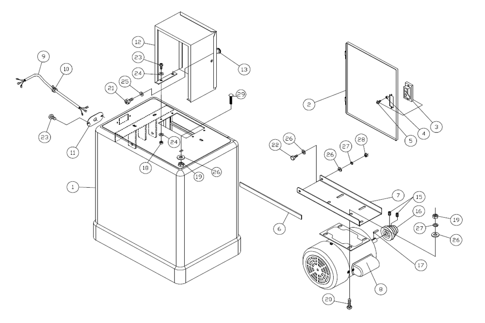 Fig-0 Diagram and Parts List for J-8201 414500 Jet Table Saw