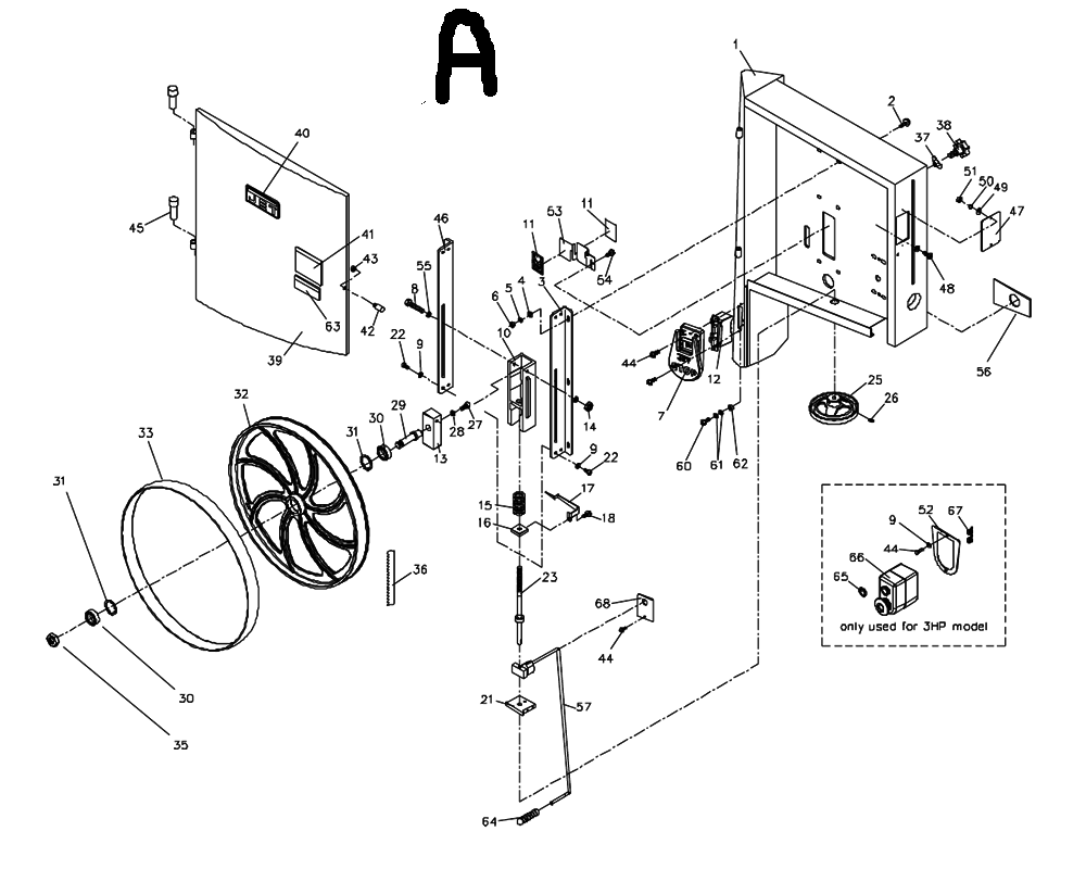 Fig-0 Diagram and Parts List for 710751B  Jet Table Saw