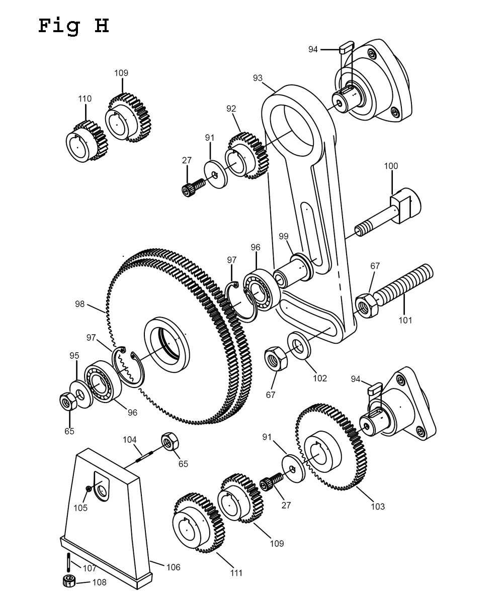 Fig-12 Diagram and Parts List for E-1340VS 892414 Jet Lathe