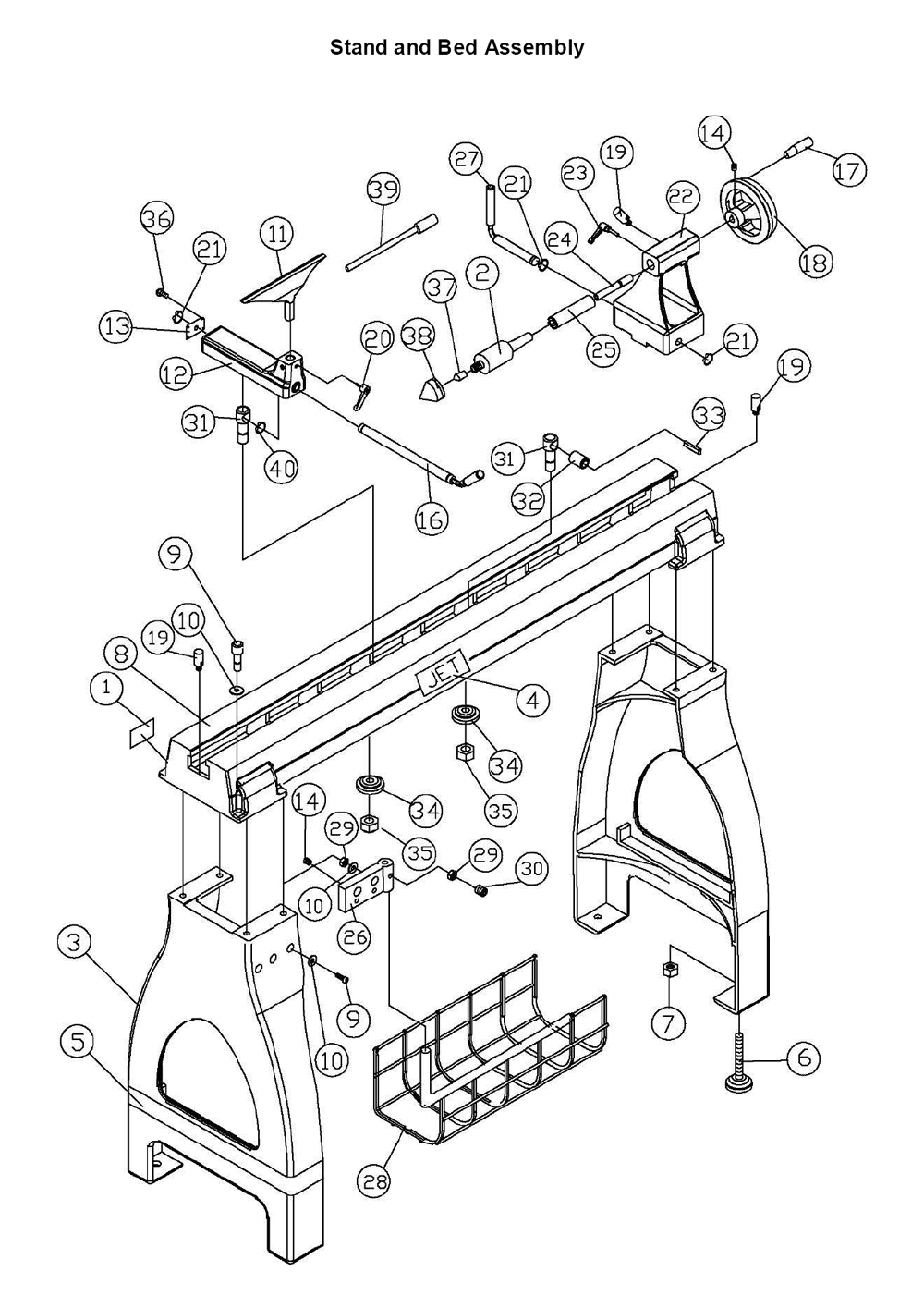 Fig-0 Diagram and Parts List for 708359  Jet Lathe