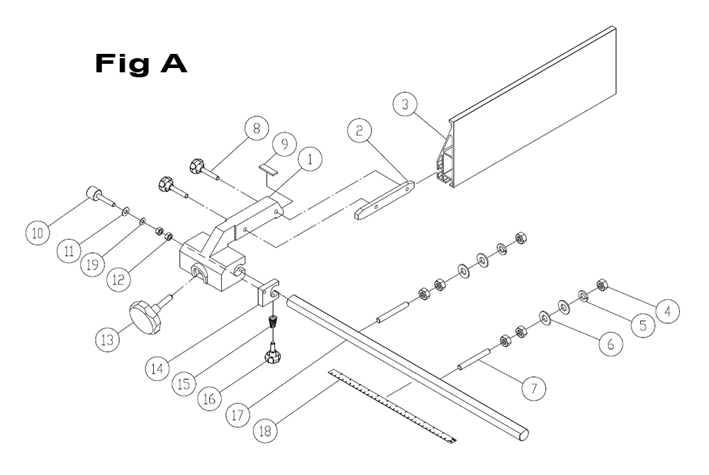 Fig-1 Diagram and Parts List for 714650  Jet Table Saw