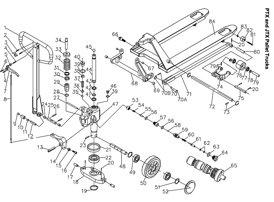 Page 1 Diagram and Parts List for 140093-PTX-2748  Jet Hand Truck & Dolly