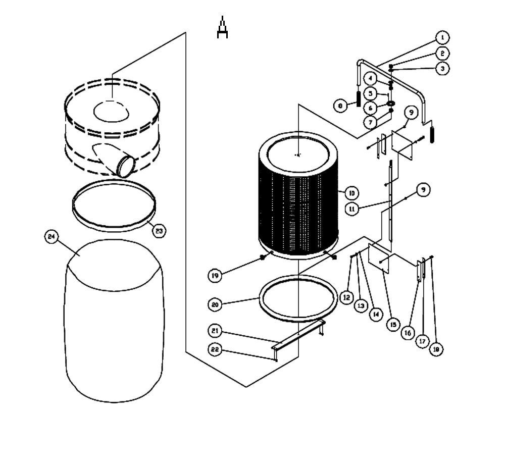 Fig-1 Diagram and Parts List for 708636K  Jet Dust Collector