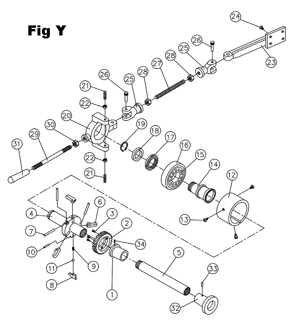 Fig-25 Diagram and Parts List for GH-1440W-3 322406 Jet Lathe