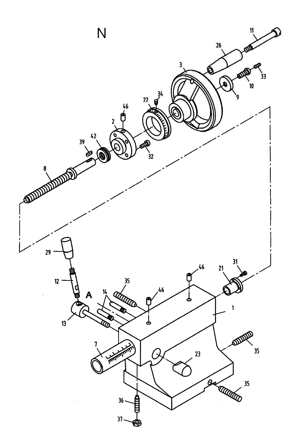 Fig-14 Diagram and Parts List for 321125  Jet Lathe