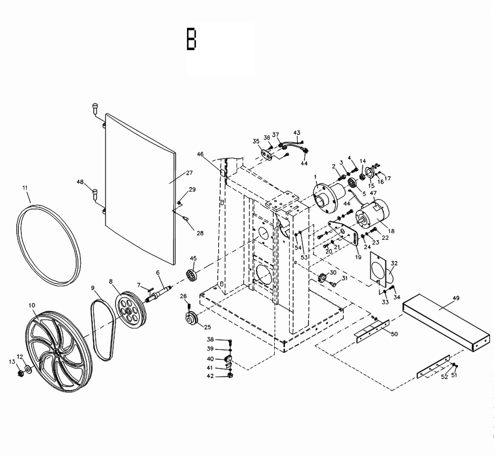 Fig-1 Diagram and Parts List for 708749B  Jet Table Saw