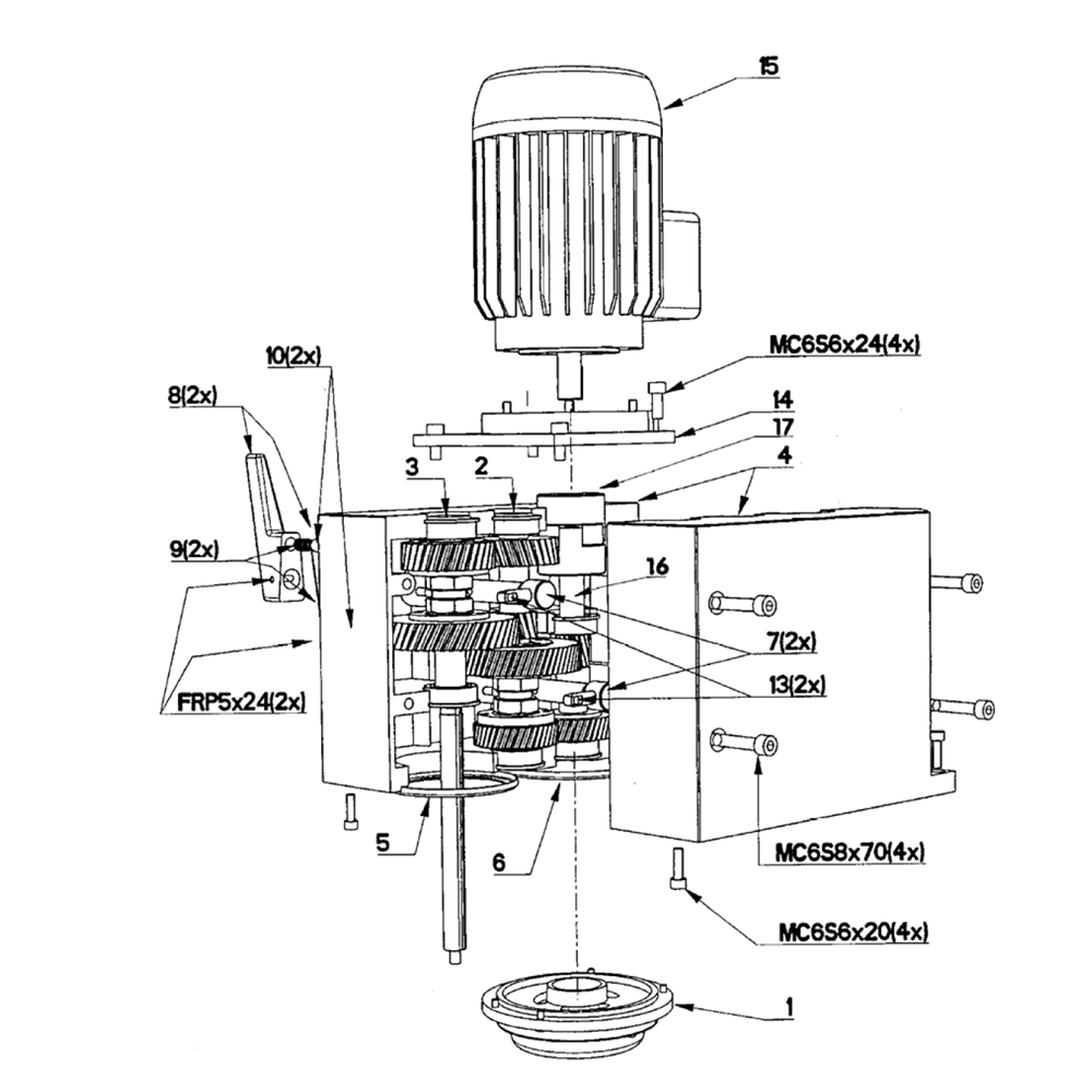 Fig-1 Diagram and Parts List for J-A2608M-PF4 354031 Jet Drill Press
