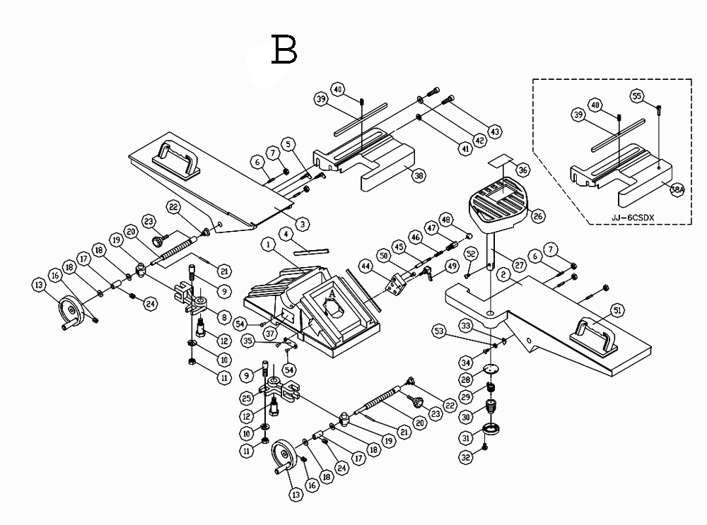 Fig-2 Diagram and Parts List for 708457DXK  Jet Planer Jointer