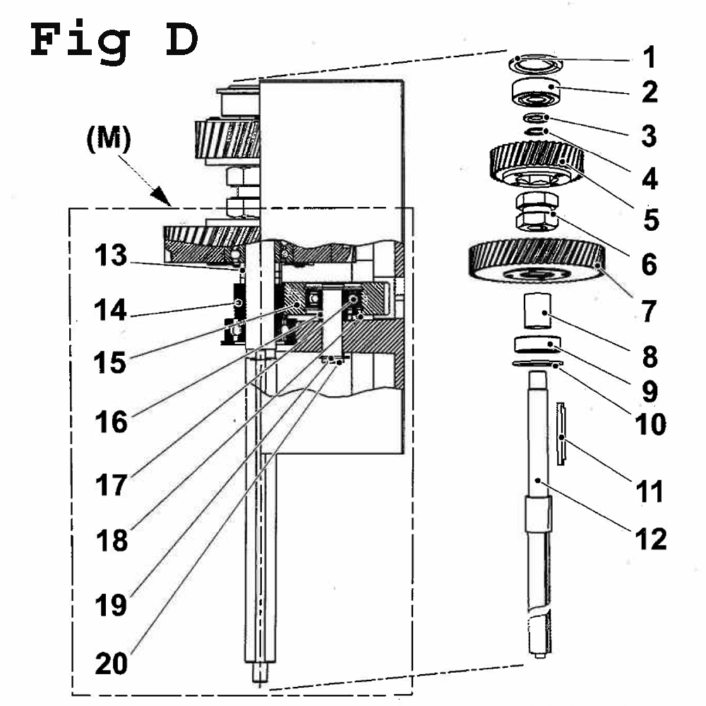 Fig-9 Diagram and Parts List for J-A3008M-PF2 354036 Jet Drill Press