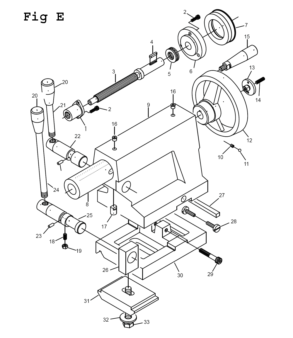 Fig-9 Diagram and Parts List for E-1340VS 892414 Jet Lathe