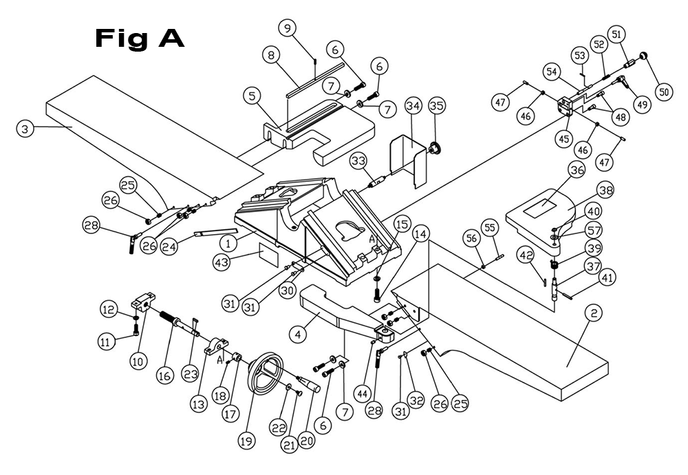 Fig-1 Diagram and Parts List for 718200K  Jet Planer Jointer