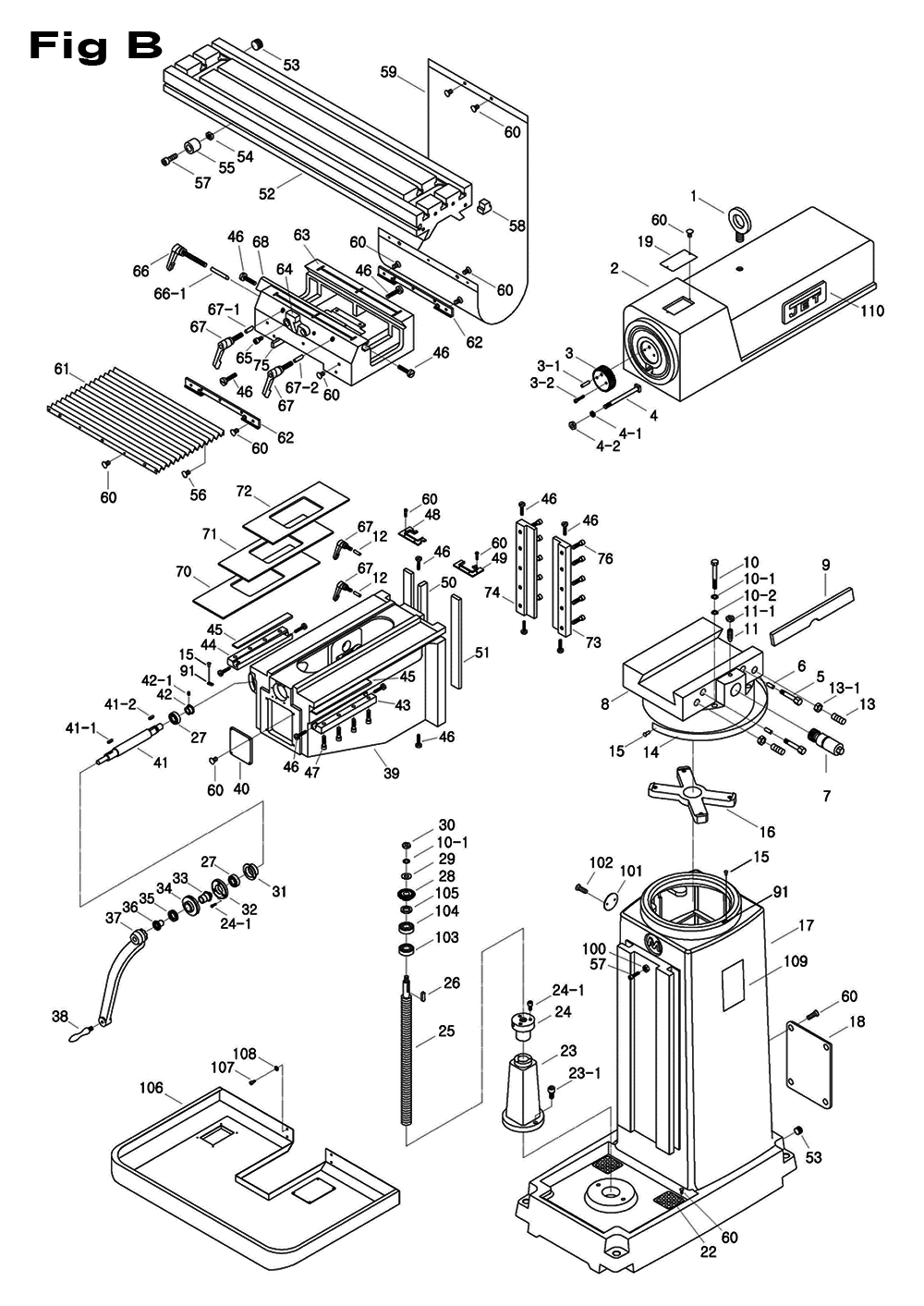 Fig-3 Diagram and Parts List for 698065  Jet Mill