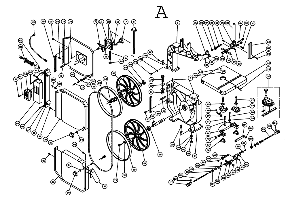 Fig-1 Diagram and Parts List for 414504K  Jet Table Saw