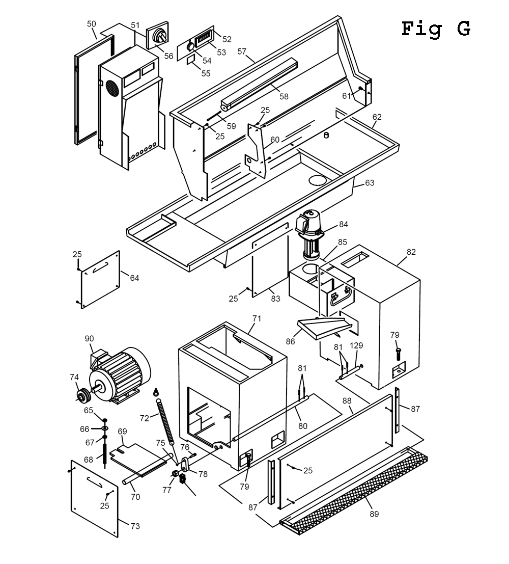 Fig-11 Diagram and Parts List for E-1340VS 892414 Jet Lathe