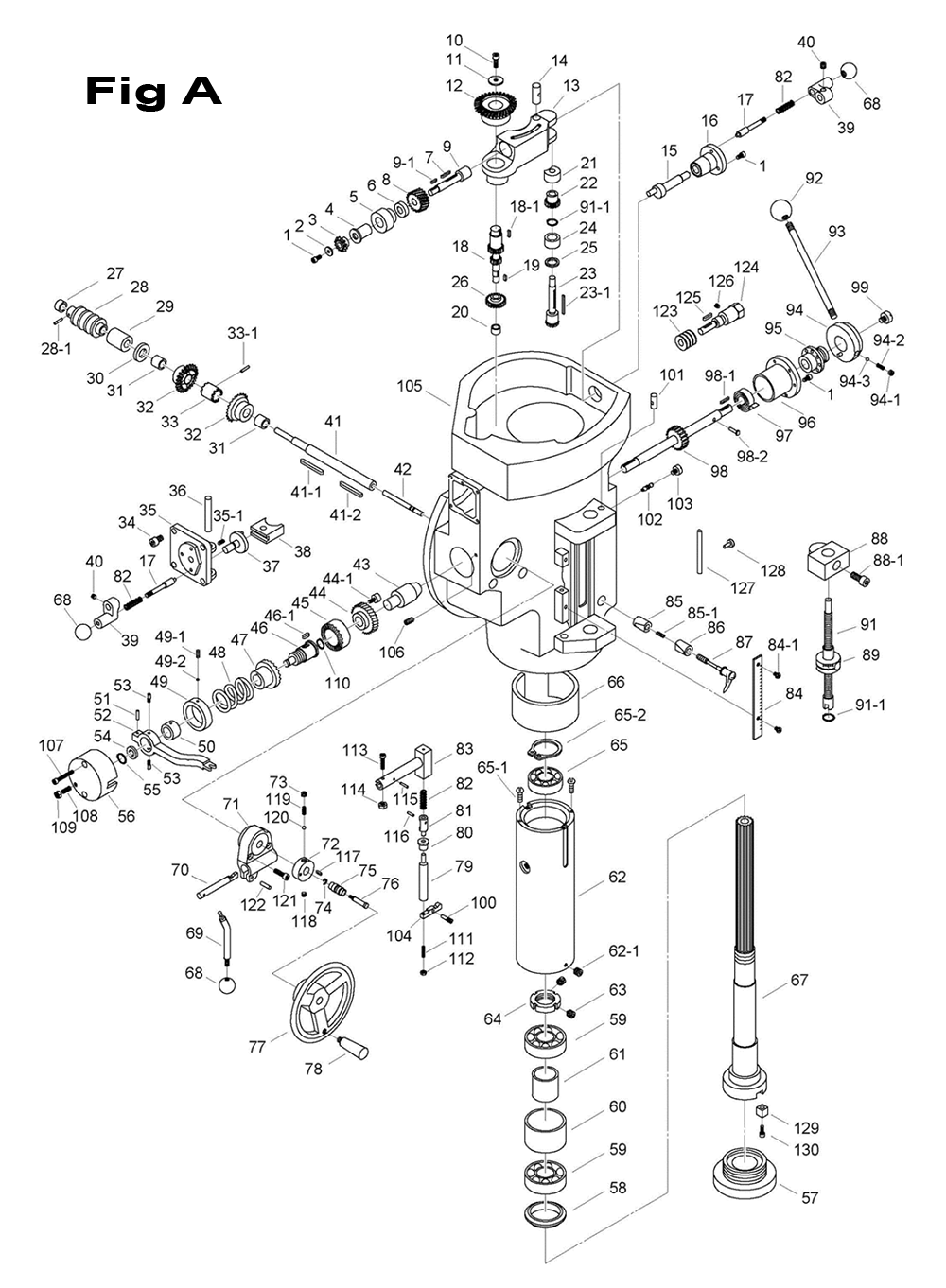 Fig-4 Diagram and Parts List for 698163  Jet Mill