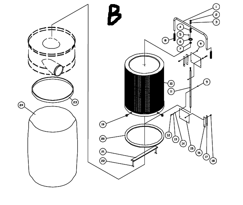 Fig-1 Diagram and Parts List for 710704K  Jet Dust Collector
