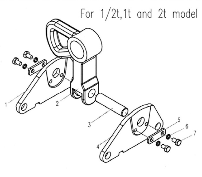 Lug Mount Assembly Diagram and Parts List for 262250 5ET-3C Jet Hoist & Winch