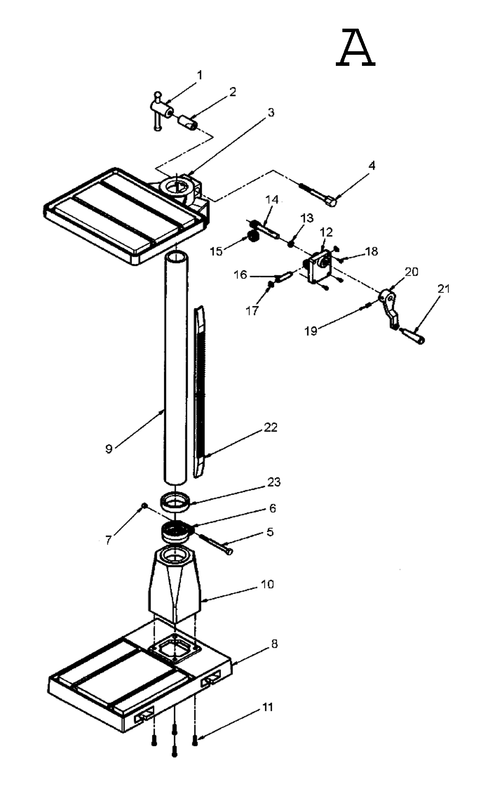 Fig-1 Diagram and Parts List for 354500  Jet Drill Press