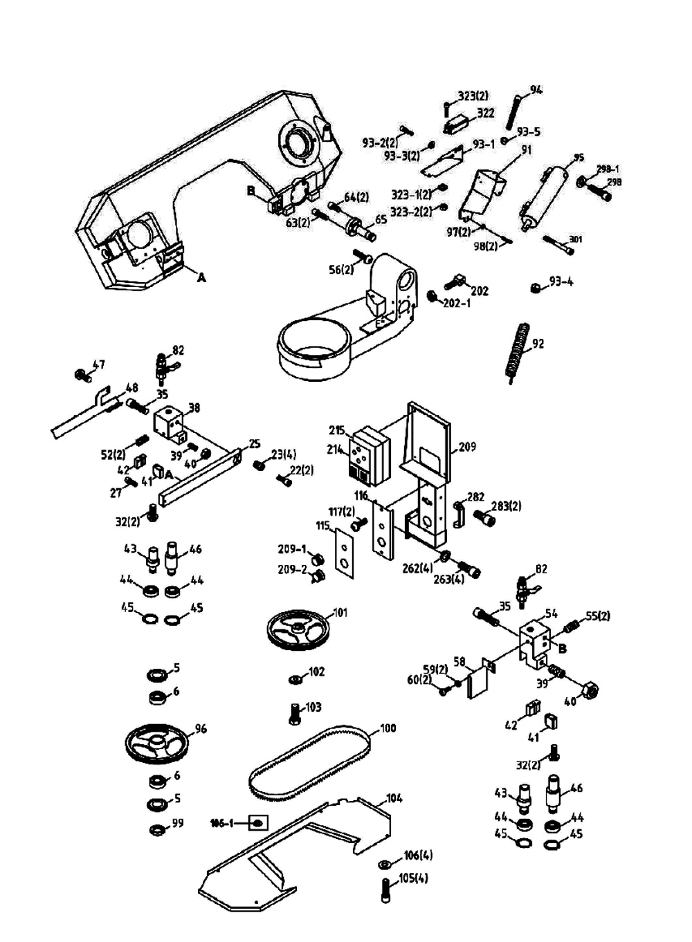 Fig-1 Diagram and Parts List for 414467  Jet Table Saw