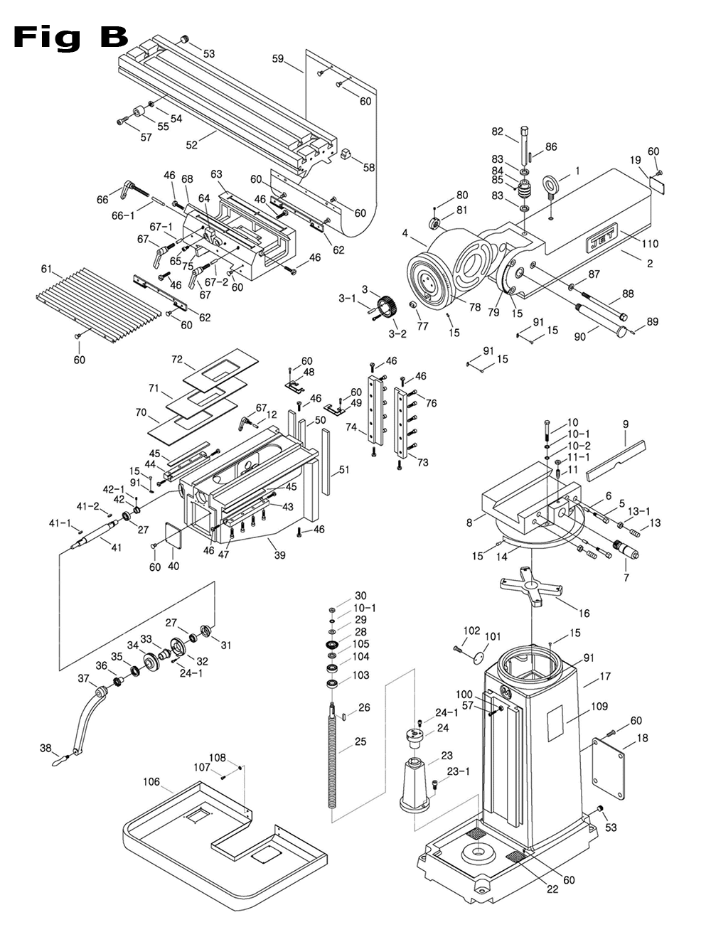 Fig-4 Diagram and Parts List for 698122  Jet Mill