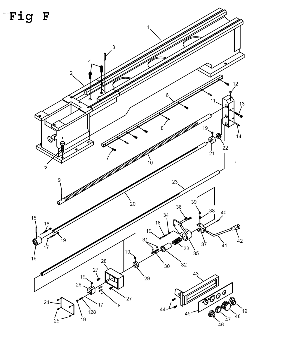 Fig-10 Diagram and Parts List for E-1340VS 892414 Jet Lathe