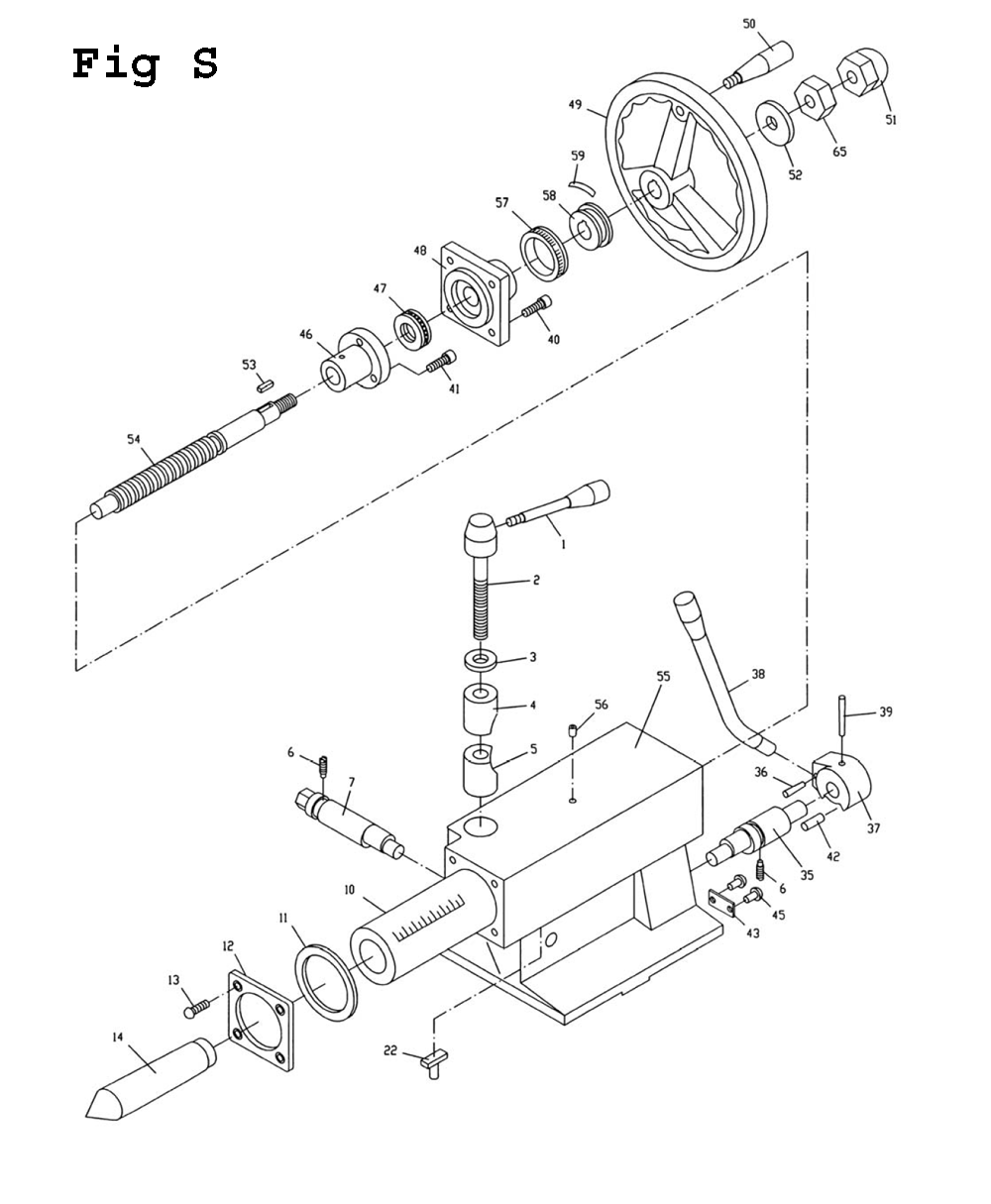 Fig-19 Diagram and Parts List for GH-1640ZX 321439 Jet Lathe