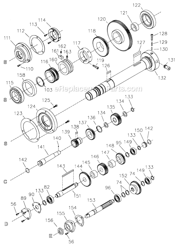 Page C Diagram and Parts List for GH-1440W  Jet Lathe