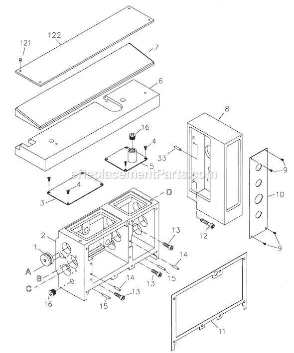 Page D Diagram and Parts List for GH-1440W  Jet Lathe