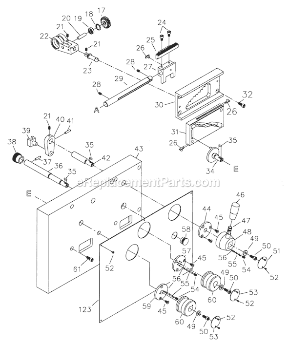 Page E Diagram and Parts List for GH-1440W  Jet Lathe